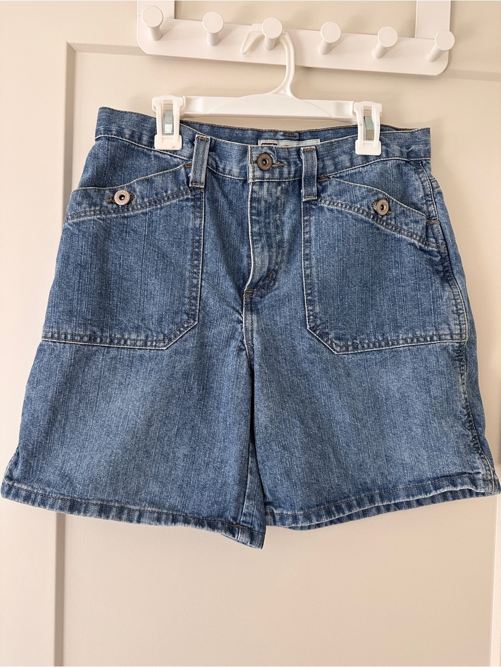 Classic High-Waist Denim Shorts - Medium Blue